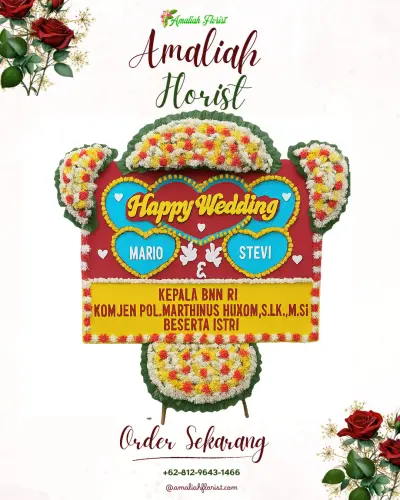 Karangan Papan Bunga Pernikahan di Wangunjaya
